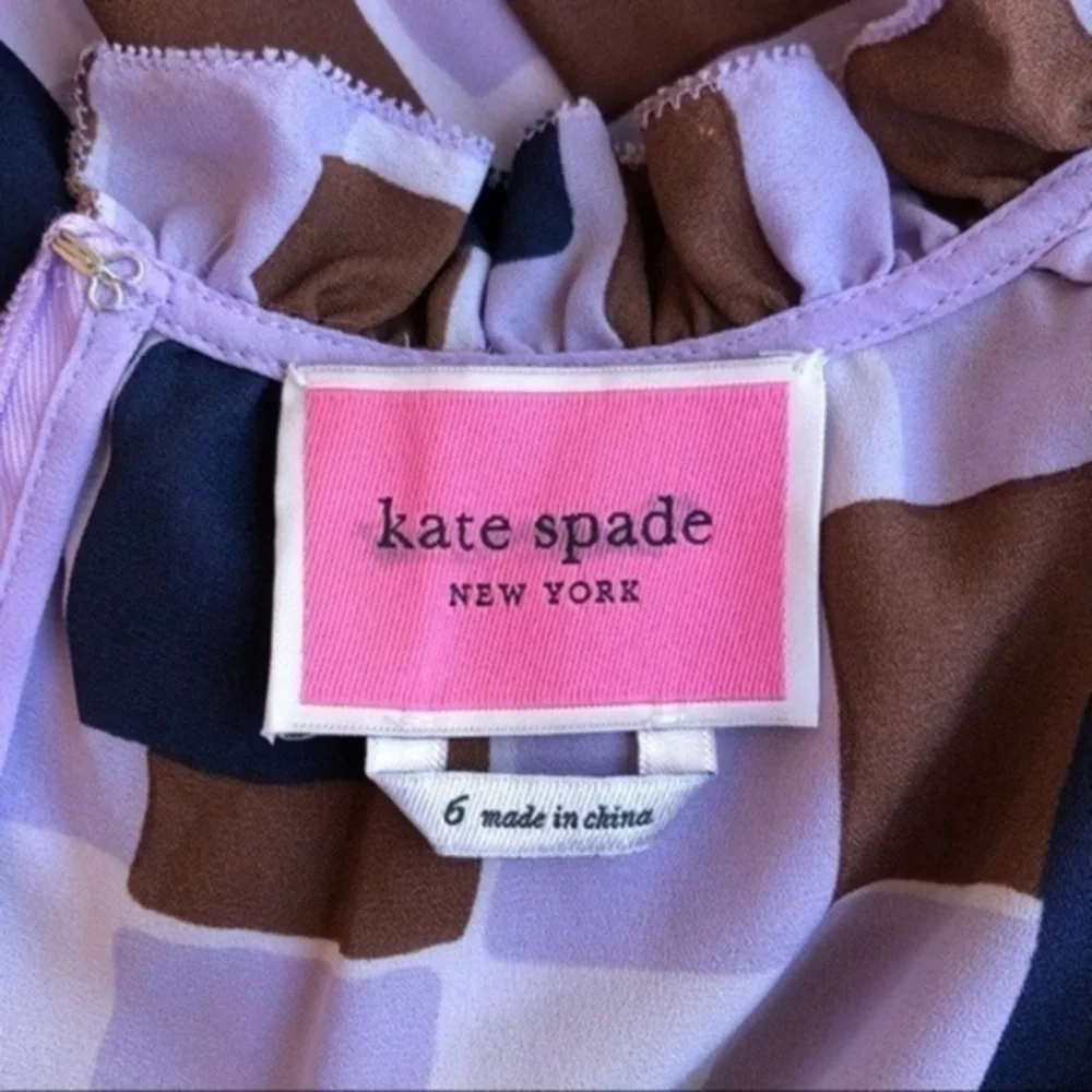 kate spade Ruffled Sheer Purple White Split/Long Sleeve Dress 👗